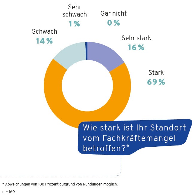 Kreisdiagramm wie stark ein Standort vom Fachkröftemangel betroffen ist