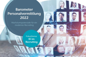 Titelseite der Studie "Barometer Personalvermittlung 2022: Wachstumspotenziale für ein modernes Recruiting", Fokusthema: KI im Recruiting