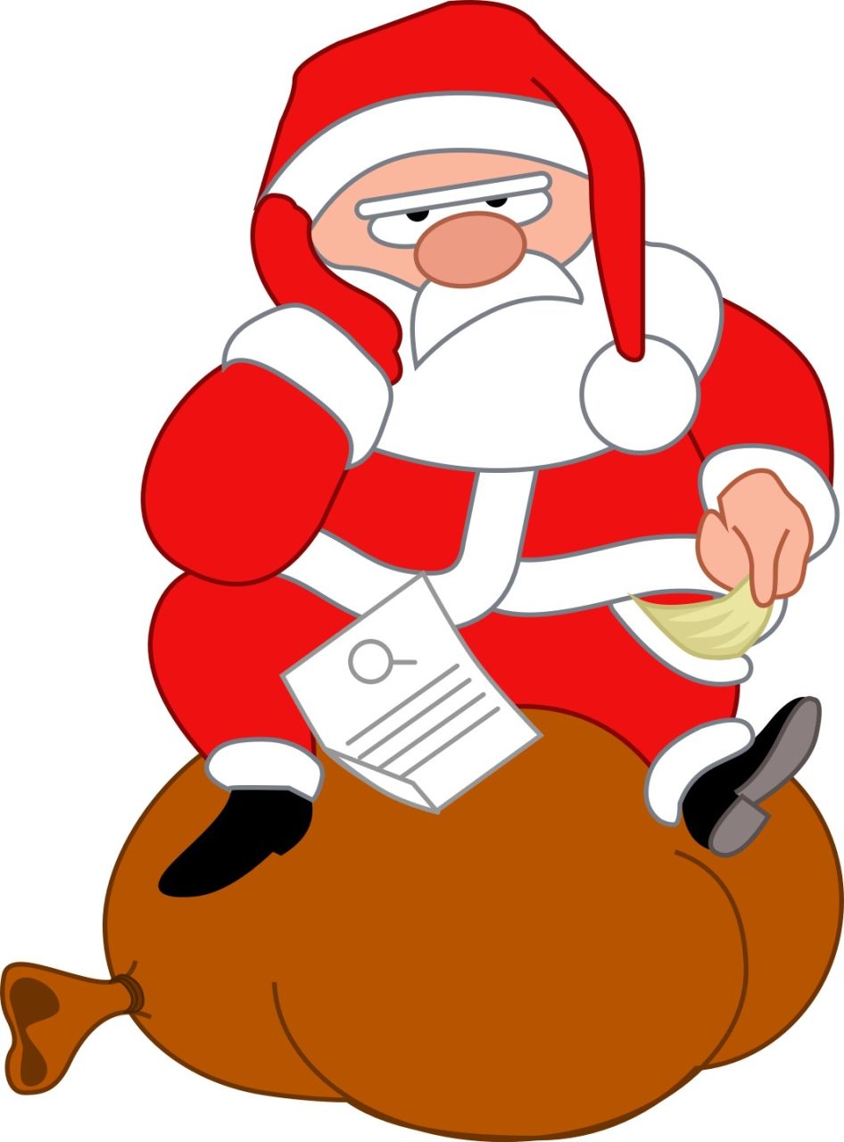 Weihnachtsmann sitzt auf einem Sack