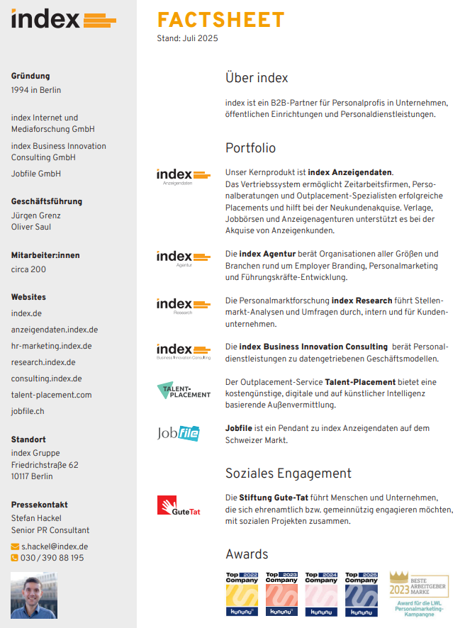 Fachsheet zur index Gruppe
